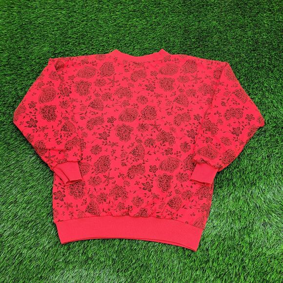 Vintage 80s Flower Roses Sweatshirt Womens Large 20x23 AOP - Picture 2 of 9